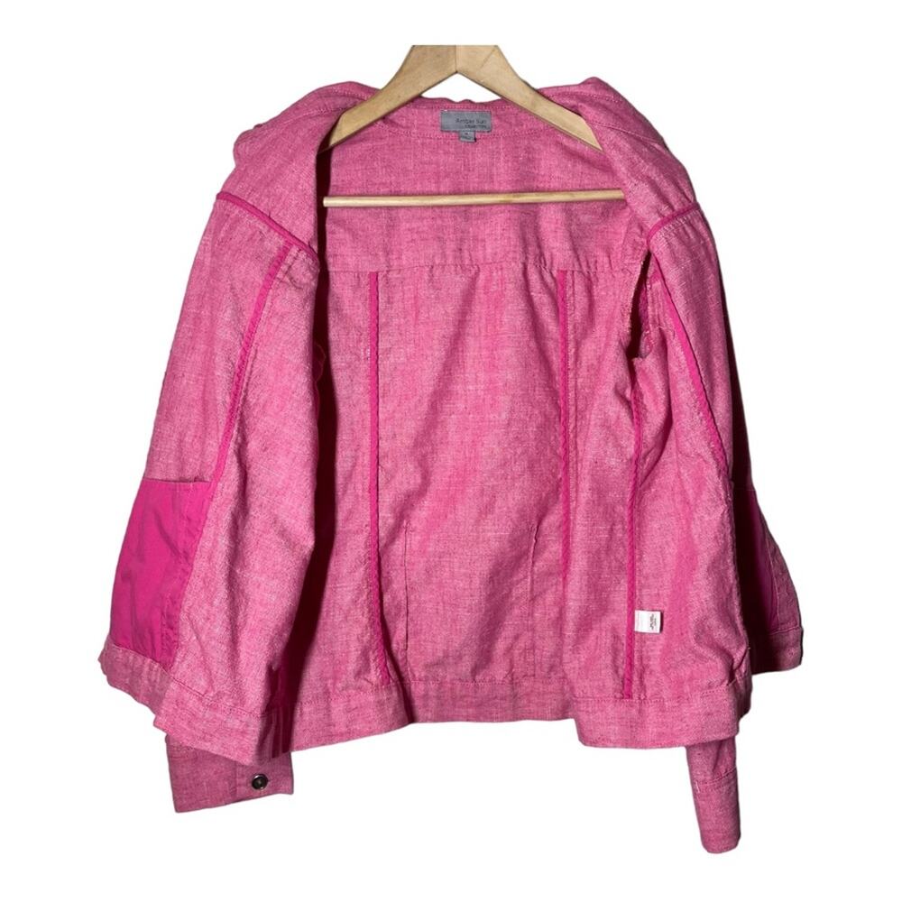 Nordstrom Amber Sun Collection Pink Linen Blend Classic Jacket Medium - Picture 3 of 6